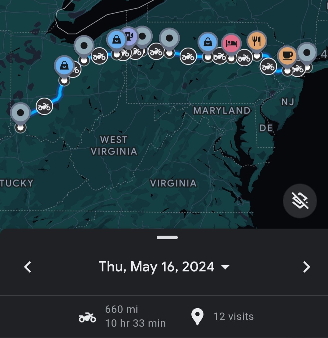 Route map from Queens, NY to Highland Heights, KY